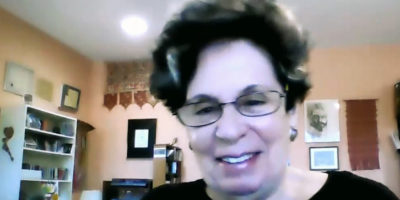 Judith Lang Zaimont at home via Zoom