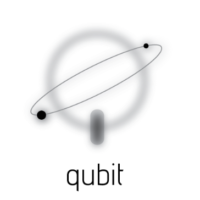 Q-shaped logo with the tail of Q in the center, and an orbiting circle crossing through